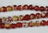 CAG5186 15 inches 6mm faceted round fire crackle agate beads