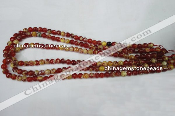 CAG5186 15 inches 6mm faceted round fire crackle agate beads