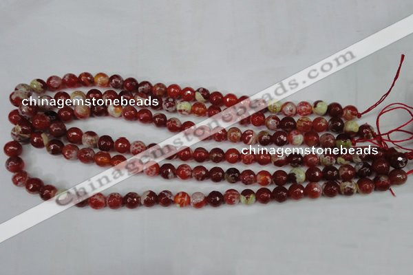 CAG5187 15 inches 8mm faceted round fire crackle agate beads