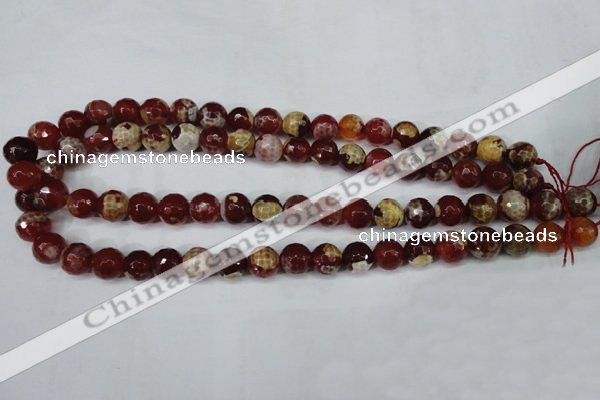 CAG5188 15 inches 10mm faceted round fire crackle agate beads