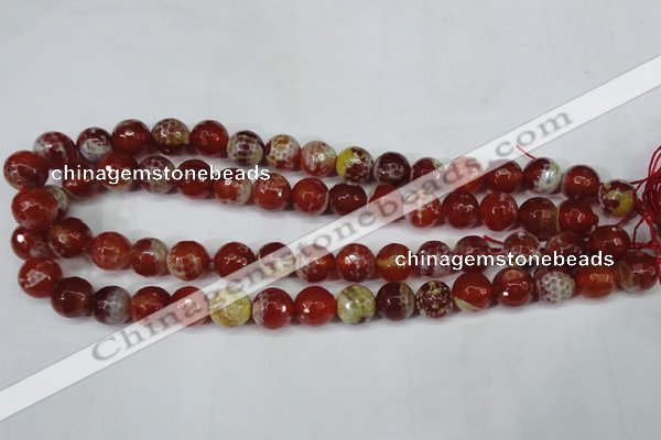 CAG5189 15 inches 12mm faceted round fire crackle agate beads