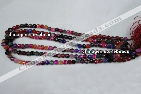 CAG5191 15 inches 6mm faceted round fire crackle agate beads