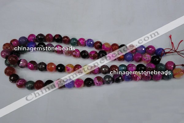 CAG5193 15 inches 10mm faceted round fire crackle agate beads