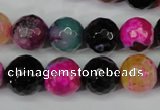 CAG5194 15 inches 12mm faceted round fire crackle agate beads