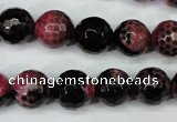 CAG5200 15 inches 12mm faceted round fire crackle agate beads