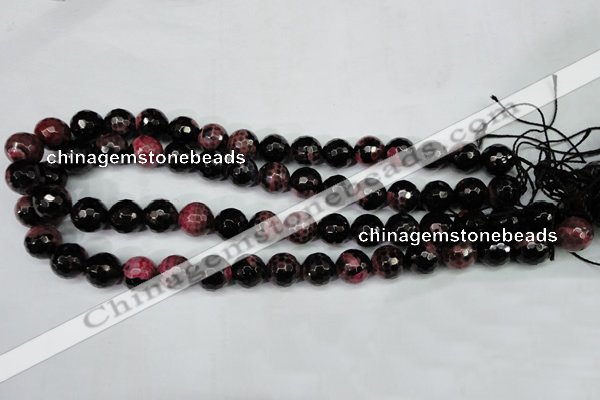 CAG5200 15 inches 12mm faceted round fire crackle agate beads