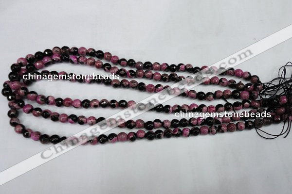 CAG5203 15 inches 6mm faceted round fire crackle agate beads