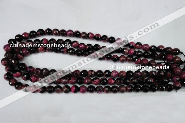 CAG5204 15 inches 8mm faceted round fire crackle agate beads