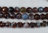 CAG5206 15 inches 6mm faceted round fire crackle agate beads