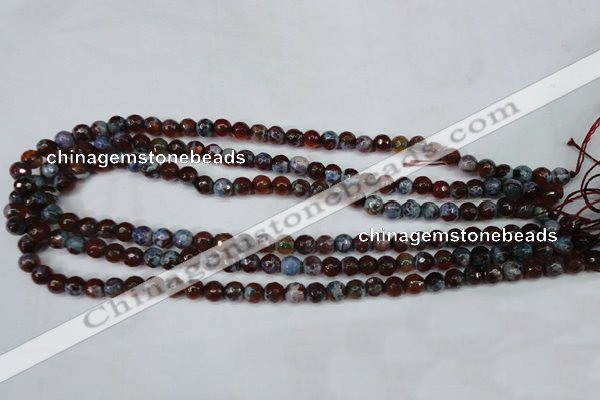 CAG5206 15 inches 6mm faceted round fire crackle agate beads