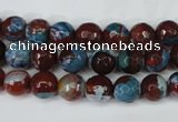 CAG5207 15 inches 8mm faceted round fire crackle agate beads
