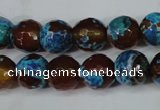 CAG5208 15 inches 10mm faceted round fire crackle agate beads