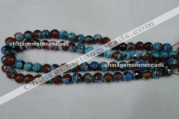 CAG5208 15 inches 10mm faceted round fire crackle agate beads