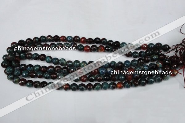 CAG5211 15 inches 8mm faceted round fire crackle agate beads