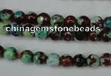 CAG5214 15 inches 6mm faceted round fire crackle agate beads