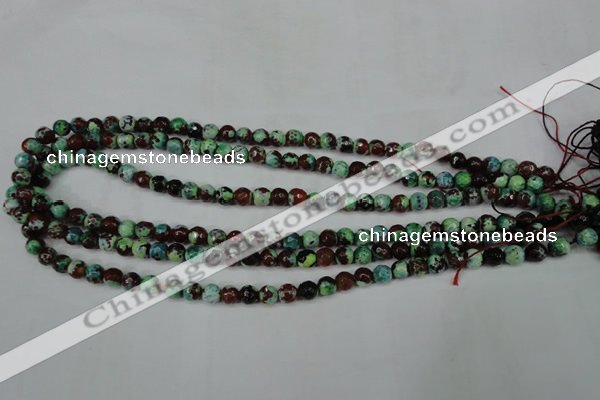 CAG5214 15 inches 6mm faceted round fire crackle agate beads