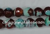 CAG5215 15 inches 10mm faceted round fire crackle agate beads