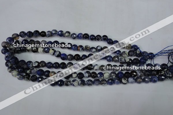 CAG5222 15 inches 8mm faceted round fire crackle agate beads