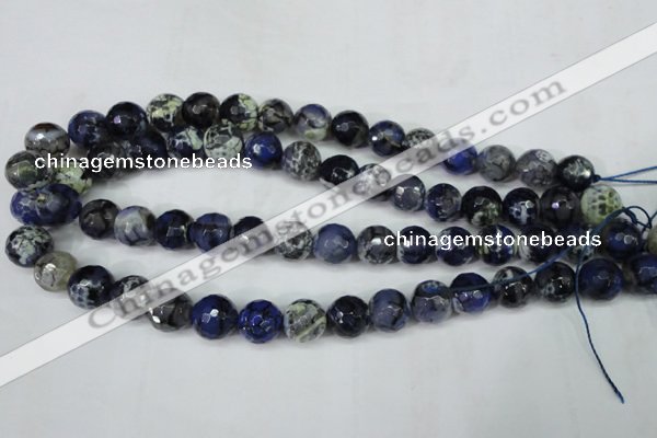 CAG5224 15 inches 12mm faceted round fire crackle agate beads