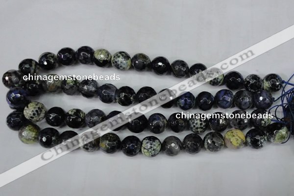 CAG5225 15 inches 14mm faceted round fire crackle agate beads