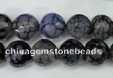 CAG5229 15 inches 12mm faceted round fire crackle agate beads