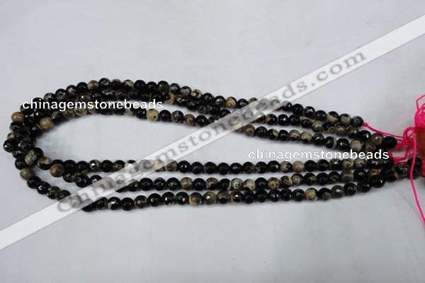 CAG5231 15 inches 6mm faceted round fire crackle agate beads