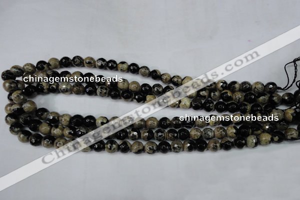 CAG5232 15 inches 10mm faceted round fire crackle agate beads