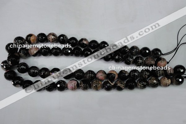 CAG5233 15 inches 12mm faceted round fire crackle agate beads