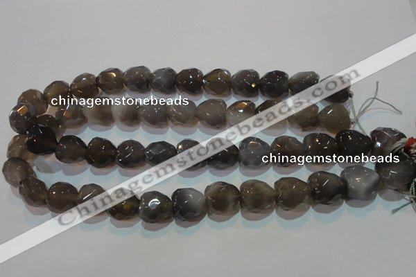 CAG5268 15.5 inches 16*16mm faceted heart Brazilian grey agate beads