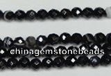 CAG5271 15.5 inches 4mm faceted round black line agate beads