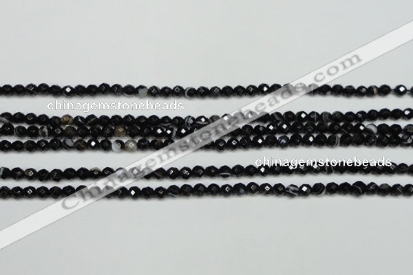 CAG5271 15.5 inches 4mm faceted round black line agate beads