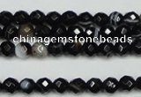 CAG5272 15.5 inches 6mm faceted round black line agate beads