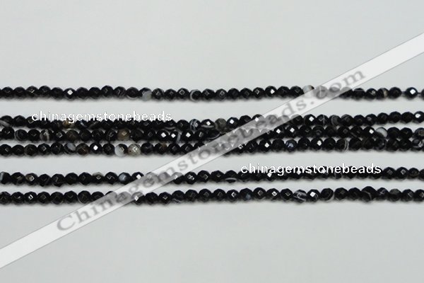 CAG5272 15.5 inches 6mm faceted round black line agate beads