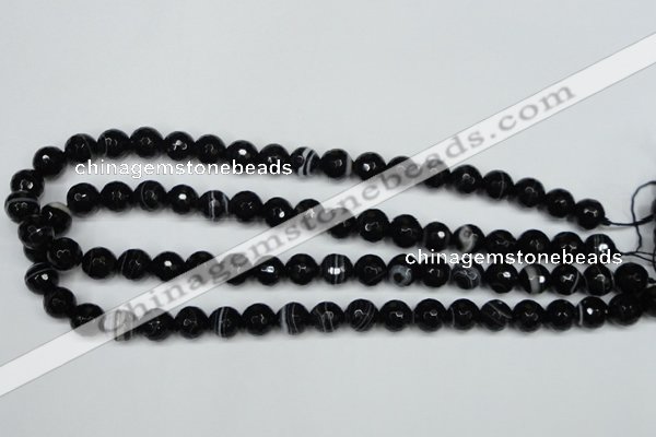 CAG5273 15.5 inches 8mm faceted round black line agate beads