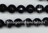 CAG5274 15.5 inches 10mm faceted round black line agate beads