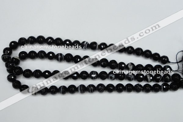 CAG5274 15.5 inches 10mm faceted round black line agate beads