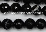 CAG5275 15.5 inches 12mm faceted round black line agate beads