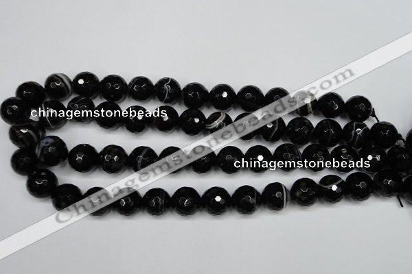 CAG5275 15.5 inches 12mm faceted round black line agate beads