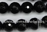 CAG5276 15.5 inches 14mm faceted round black line agate beads