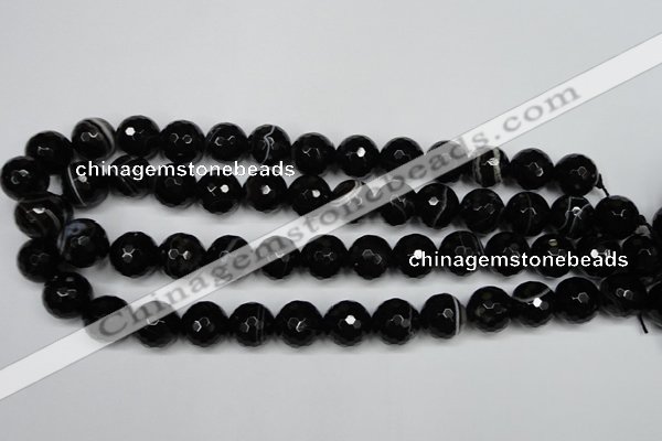 CAG5276 15.5 inches 14mm faceted round black line agate beads