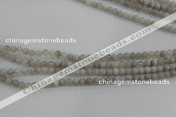 CAG5320 15.5 inches 4mm round grey line agate beads wholesale