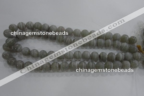 CAG5323 15.5 inches 12mm round grey line agate beads wholesale