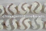 CAG5332 15.5 inches 14mm faceted round tibetan agate beads wholesale