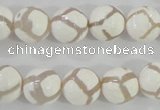 CAG5335 15.5 inches 12mm faceted round tibetan agate beads wholesale