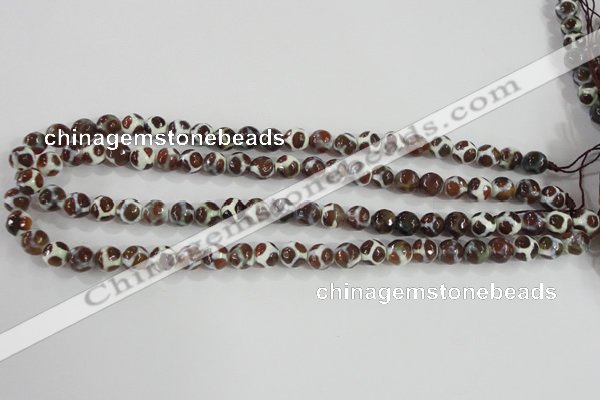 CAG5338 15.5 inches 8mm faceted round tibetan agate beads wholesale