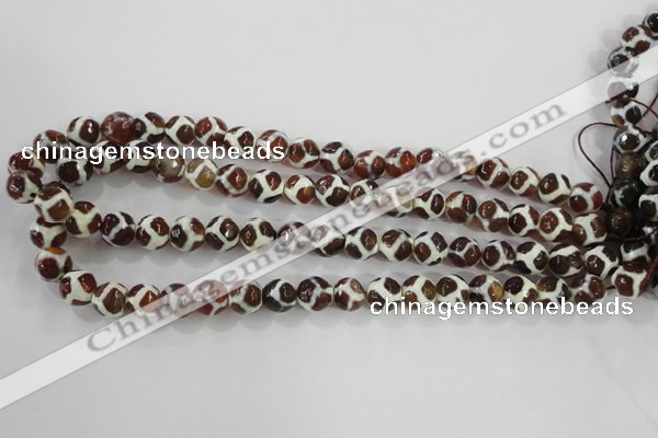 CAG5339 15.5 inches 10mm faceted round tibetan agate beads wholesale