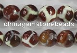 CAG5340 15.5 inches 12mm faceted round tibetan agate beads wholesale