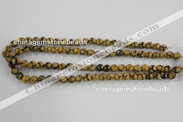 CAG5343 15.5 inches 8mm faceted round tibetan agate beads wholesale