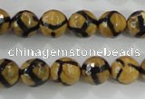 CAG5344 15.5 inches 10mm faceted round tibetan agate beads wholesale