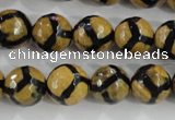 CAG5345 15.5 inches 12mm faceted round tibetan agate beads wholesale